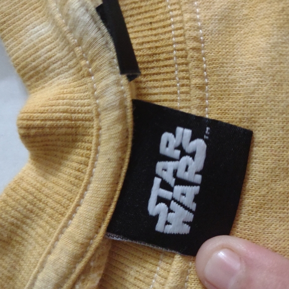 Size XXL yellow tye-dye Star Wars Baby Yoda sweater. Gently Used. - Picture 4 of 7